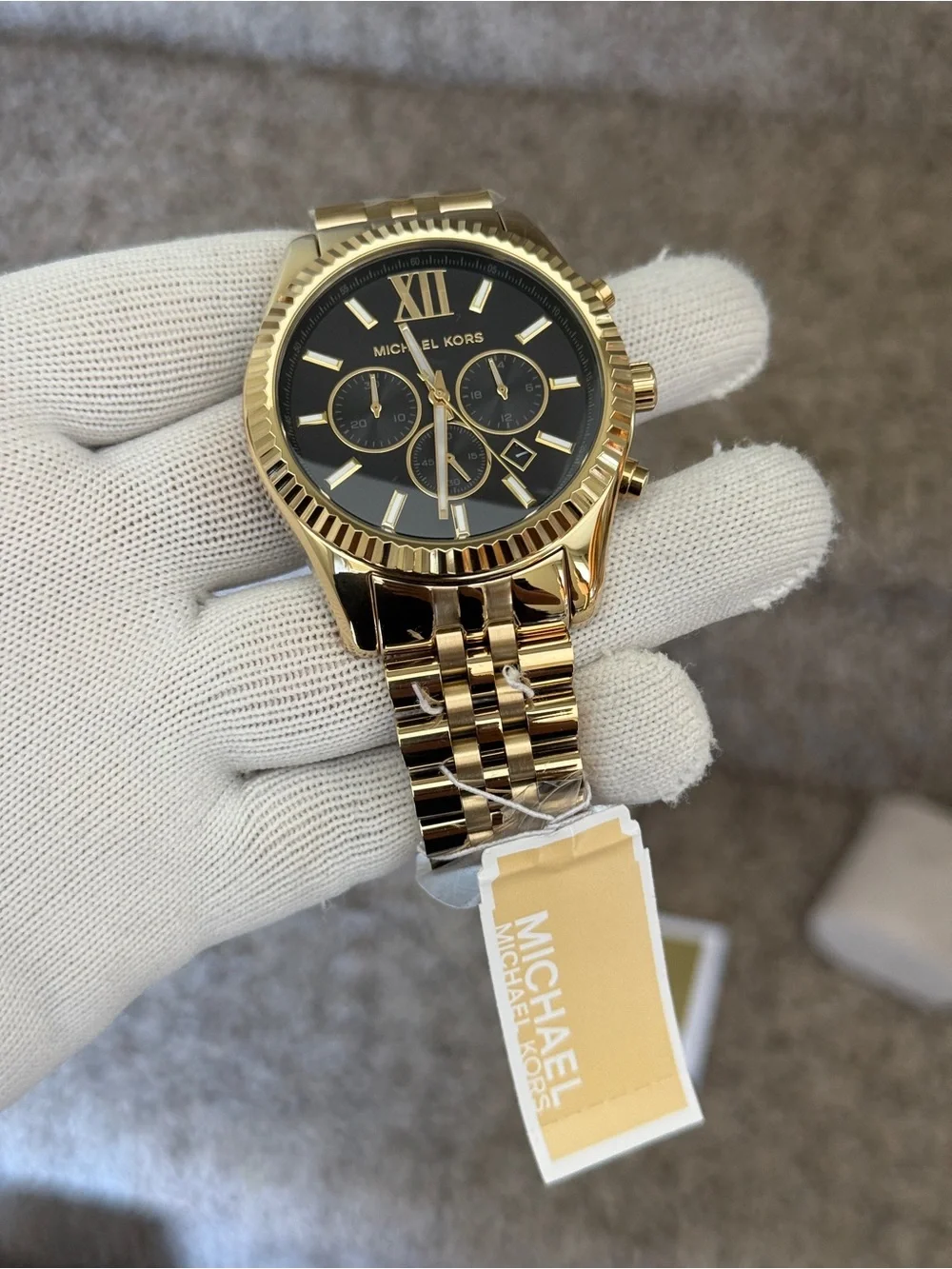 Michael Kors Men's Gold Tone Black Dial Chronograph Watch